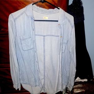 Blue Hollister Jean looking button up.